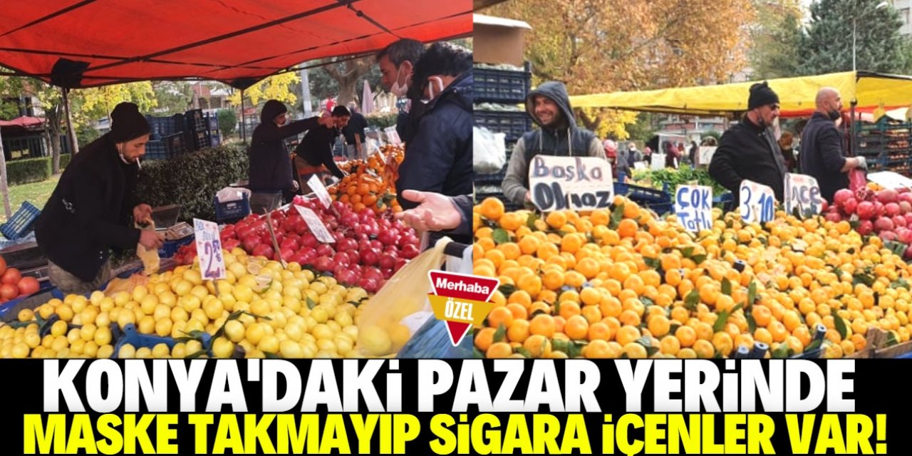 Konya'daki bu pazar yerinde pandemi kurallarına uyulmuyor!