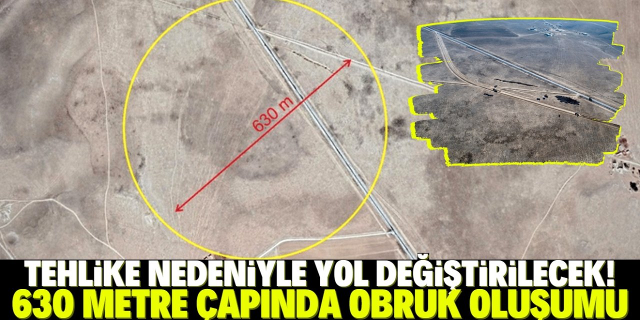 Konya'da 630 metre çapındaki obruğun üzerinden geçen yol taşınıyor