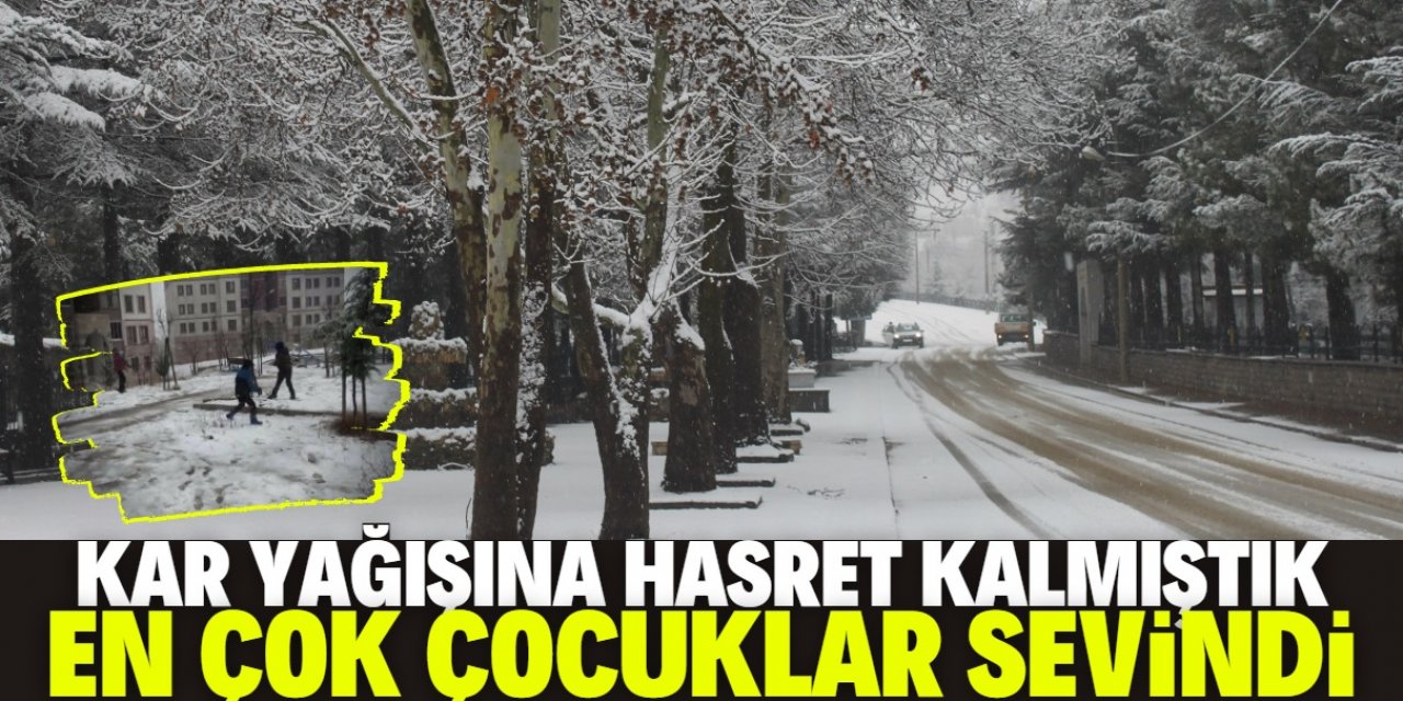 Konya'nın bu ilçesinde kar yağışı çocukları sevindirdi
