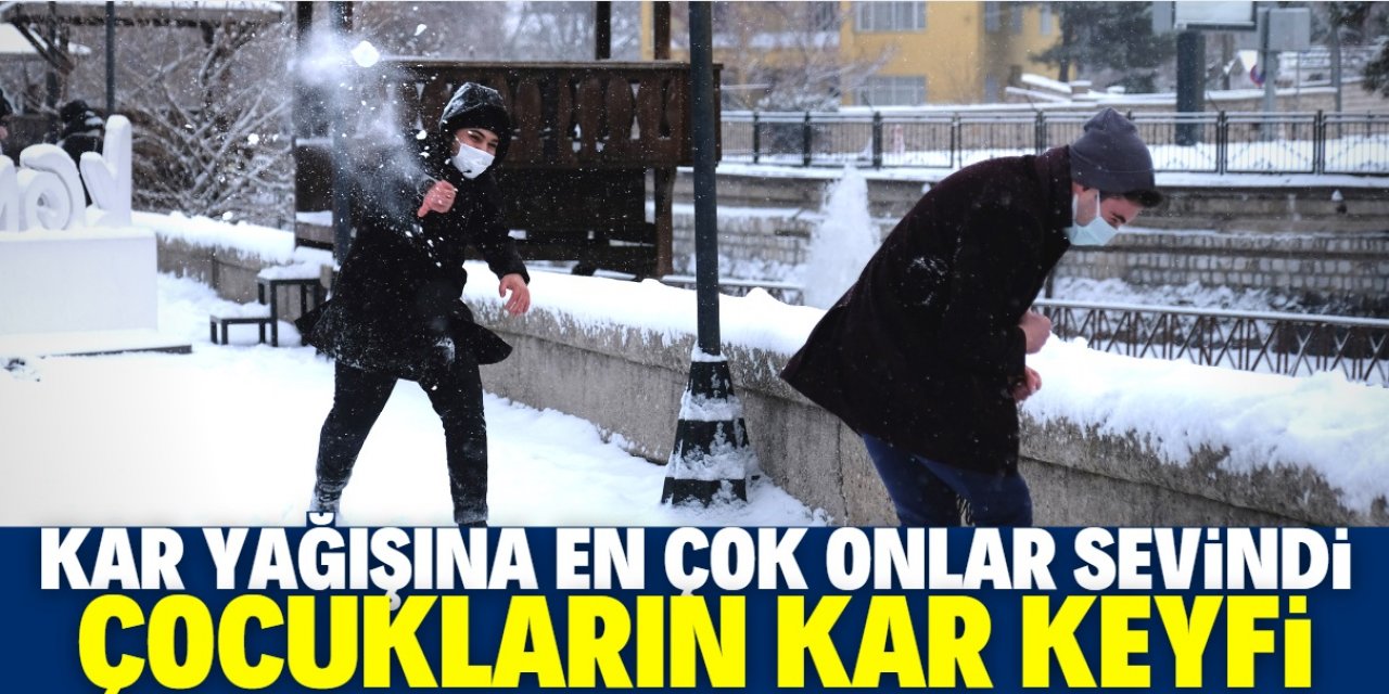 Konya'da kar yağışı çocukları sevindirdi