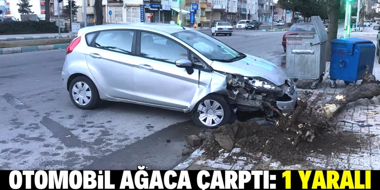 Akşehir'de otomobil ağaca çarptı: 1 yaralı