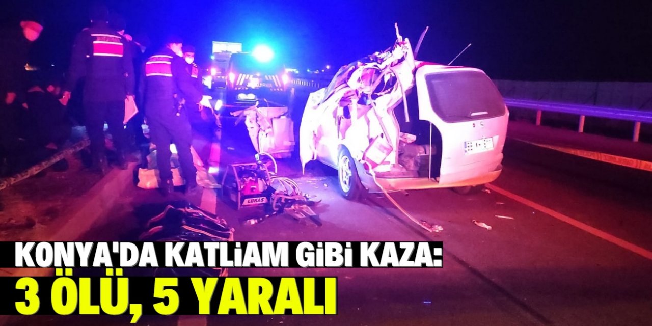 Konya'da otomobil TIR'a çarptı: 3 ölü, 5 yaralı