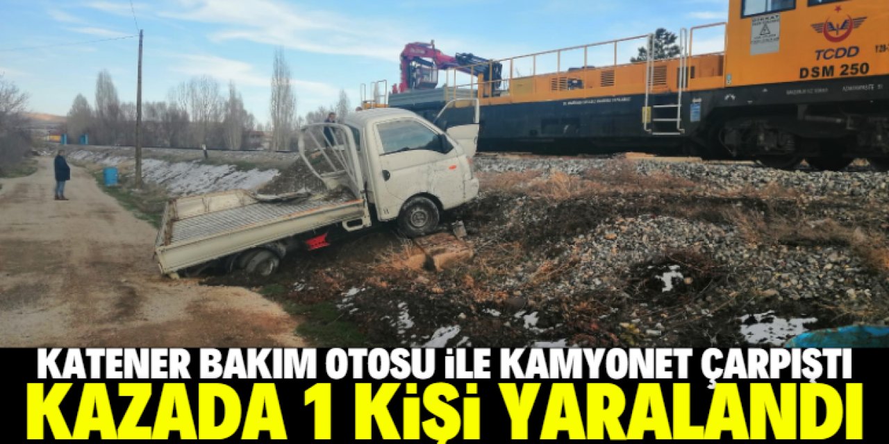 Konya’da katener bakım otosu ile kamyonet hemzemin geçitte çarpıştı: 1 yaralı