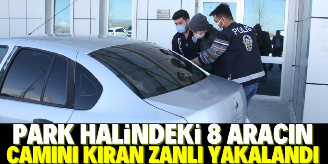 Konya'da park halindeki 8 aracın camını bordür taşıyla kıran şüpheli yakalandı