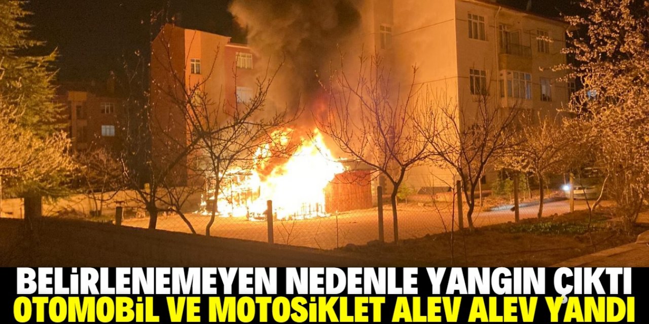 Konya'da bir sitenin bahçesinde yangın çıktı