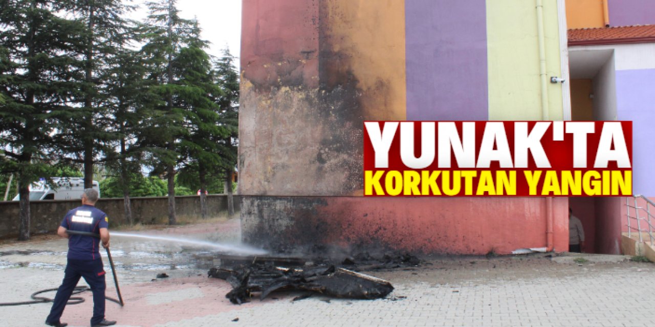 Yunak'ta okulun güvenlik kulübesinde çıkan yangın korkuya neden oldu