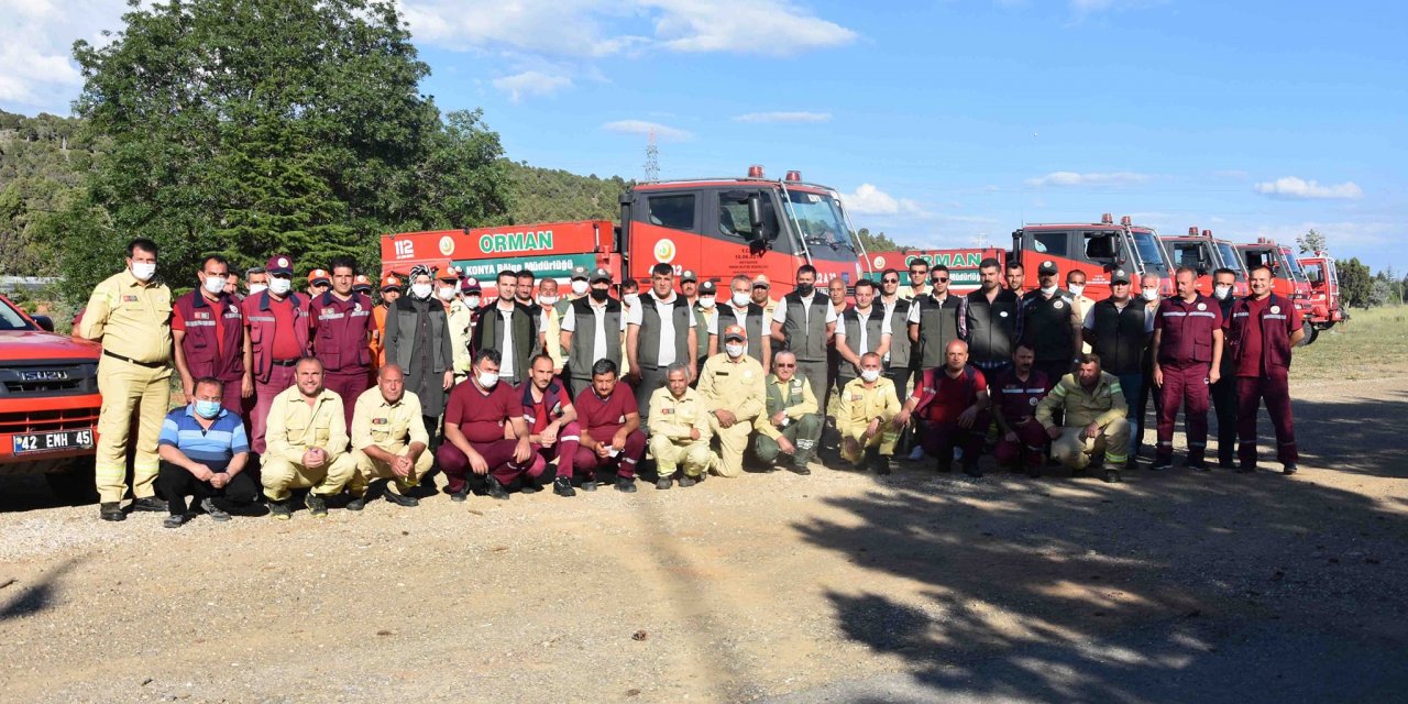 Konya yangınla mücadele eden ekiplere eğitim veriliyor