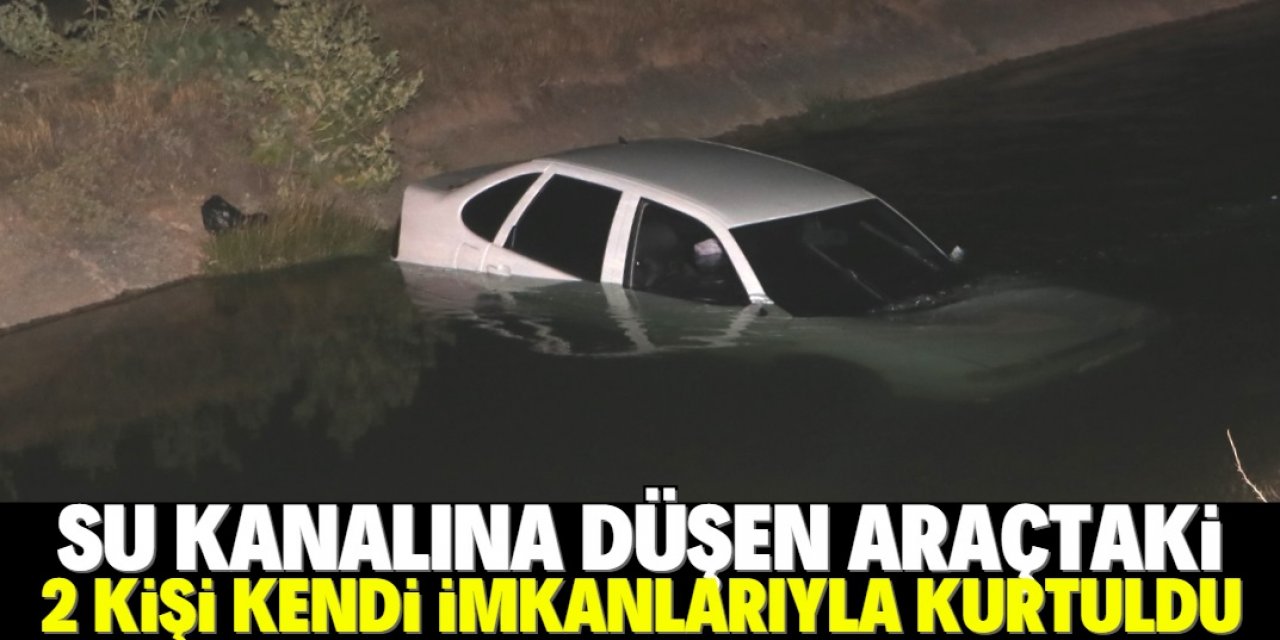 Karaman'da su kanalına düşen araçtaki 2 kişi kendi imkanlarıyla kurtuldu
