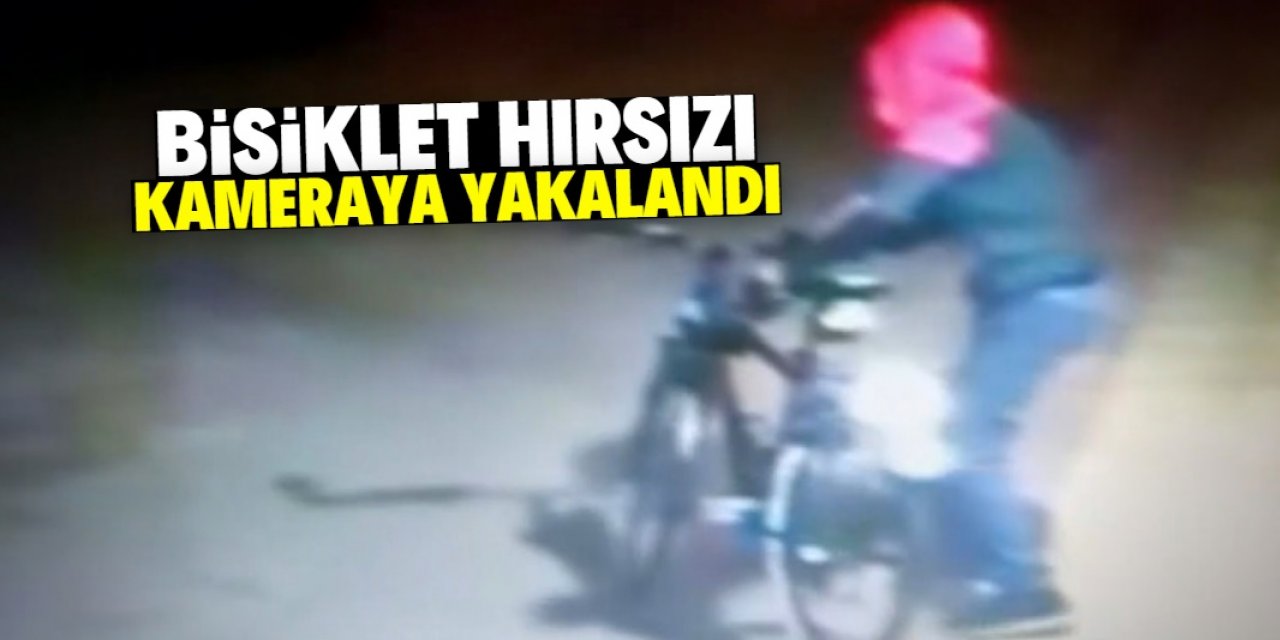 Kırmızı kapüşonlu bisiklet hırsızı kamerada