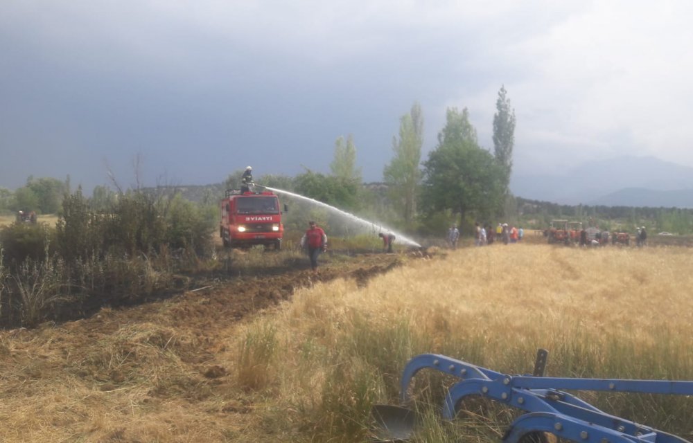 Seydişehir'de ekili araziye düşen yıldırım, yangına neden oldu