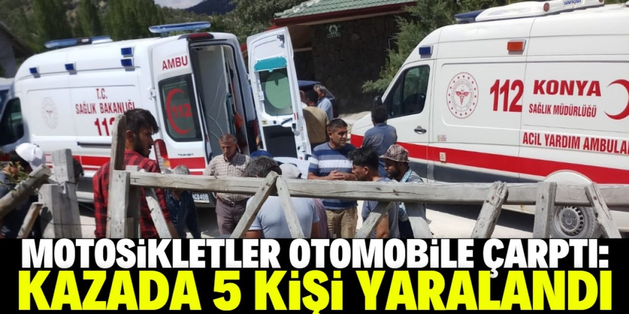 Konya'da iki motosiklet otomobile çarptı: 5 yaralı