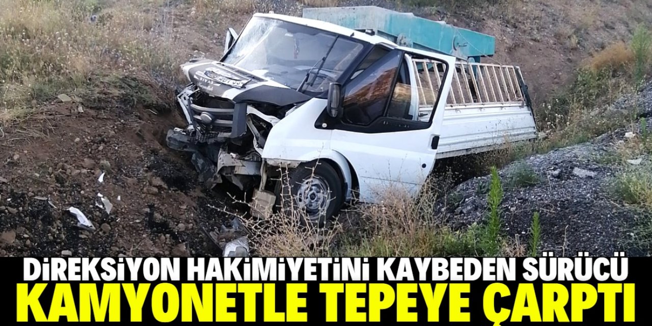 Beyşehir'de yoldan çıkan kamyonet tepeye çarptı: 1 yaralı