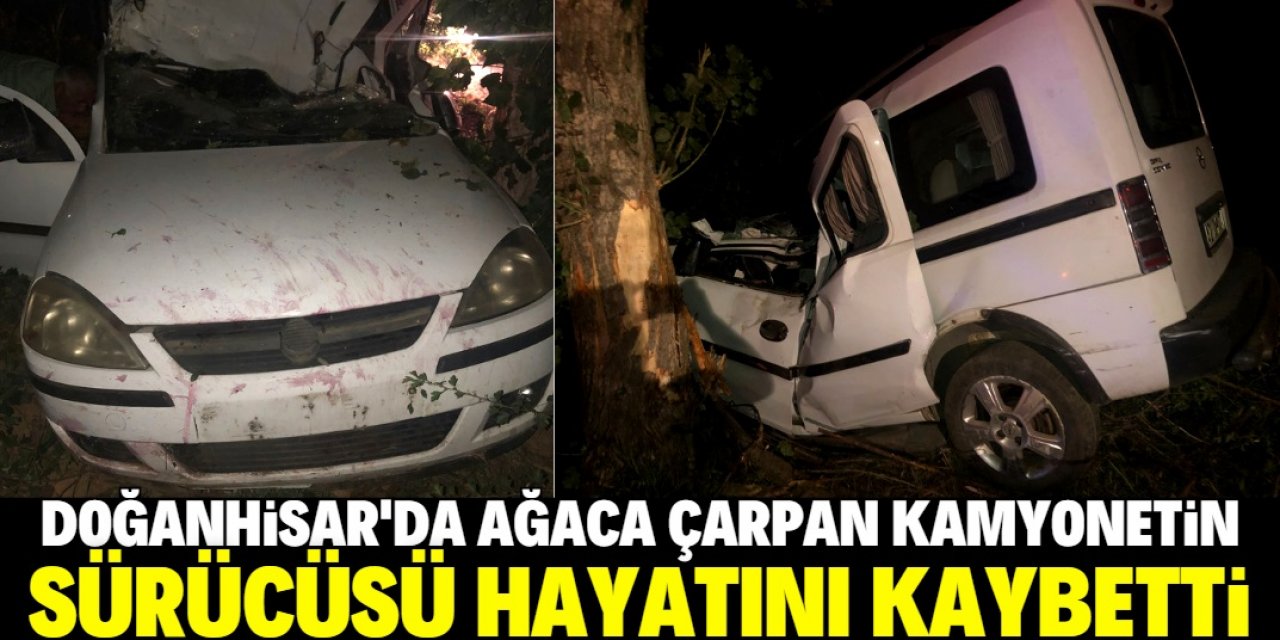 Doğanhisar'da ağaca çarpan kamyonetin sürücüsü öldü