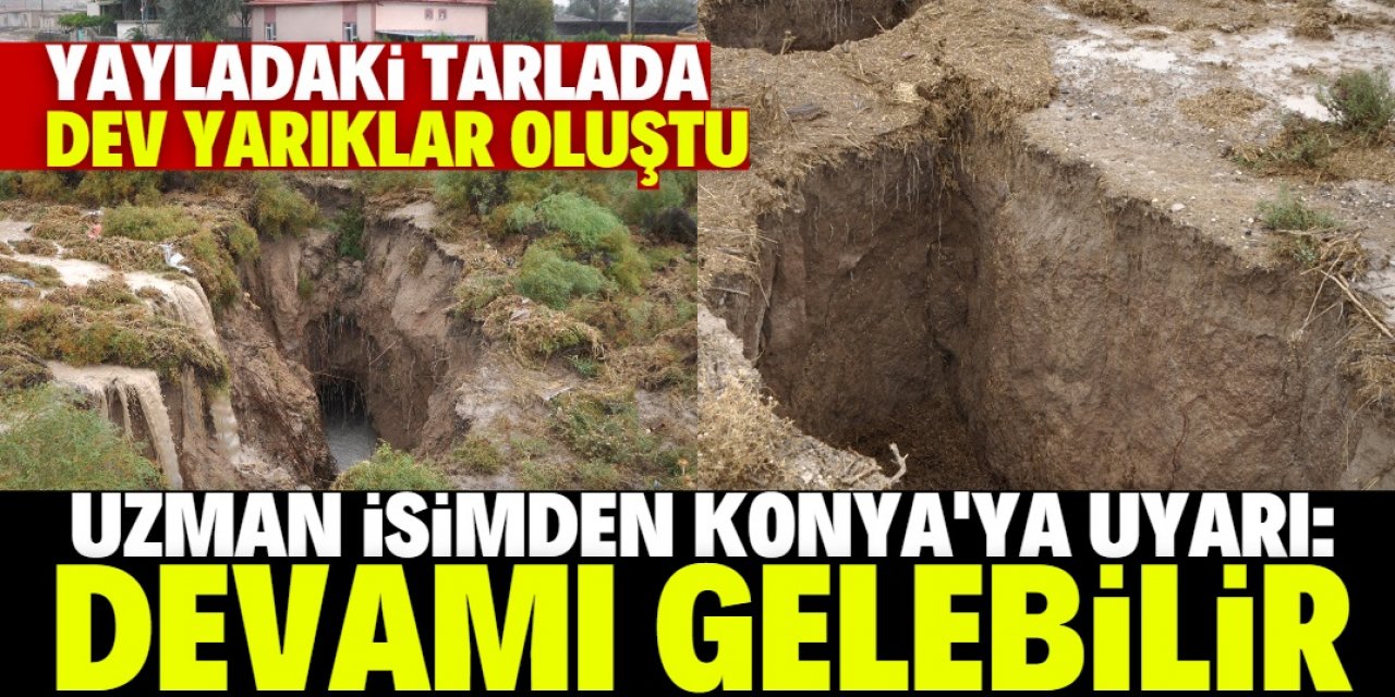 Konya'daki yaylada dev yarıklar oluştu