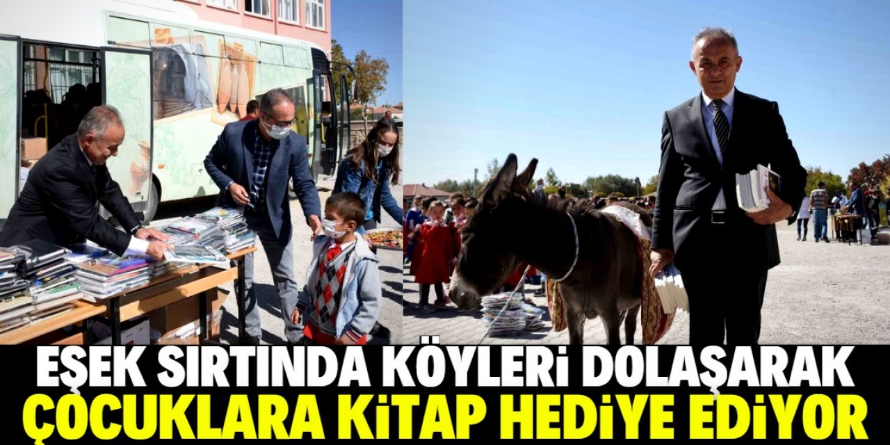 Türkiye'nin "Eşekli Dostoyevski"si köyleri dolaşarak çocuklara kitap dağıtıyor