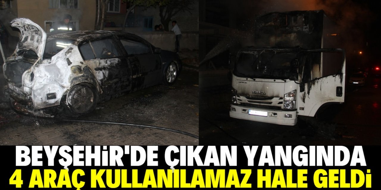 Beyşehir'de 4 araç yandı