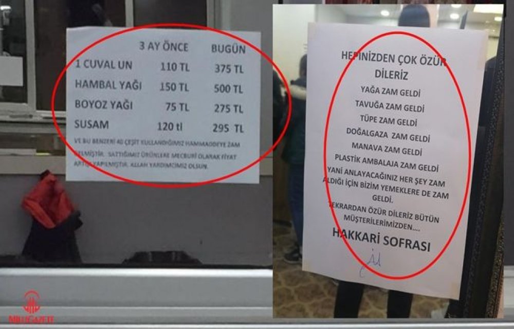 Esnaf zamları vatandaştan özür dileyerek duyurdu