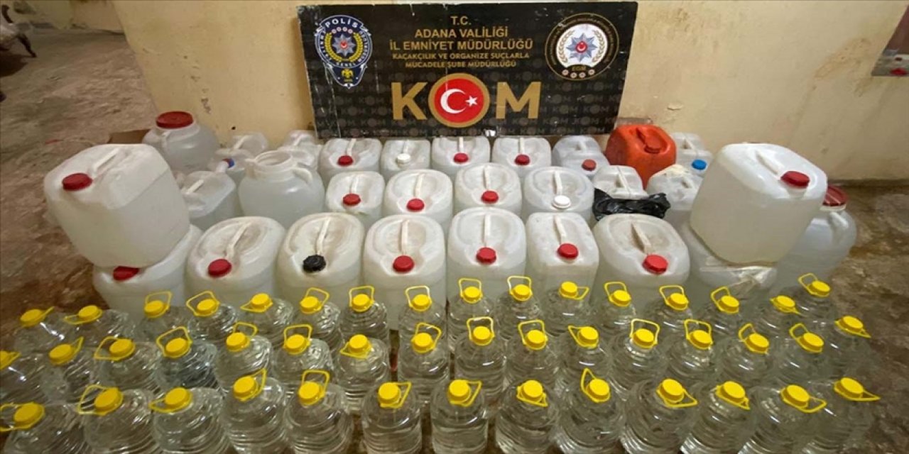 Adana'da 'Zehir' operasyonu kapsamında 9 bin 467 litre sahte içki ele geçirildi