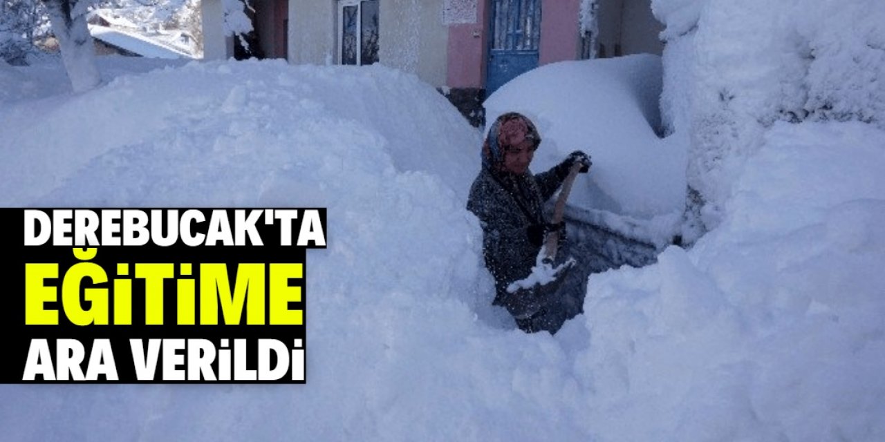 Konya'nın Derebucak ilçesinde kar yağışı nedeniyle eğitime ara verildi