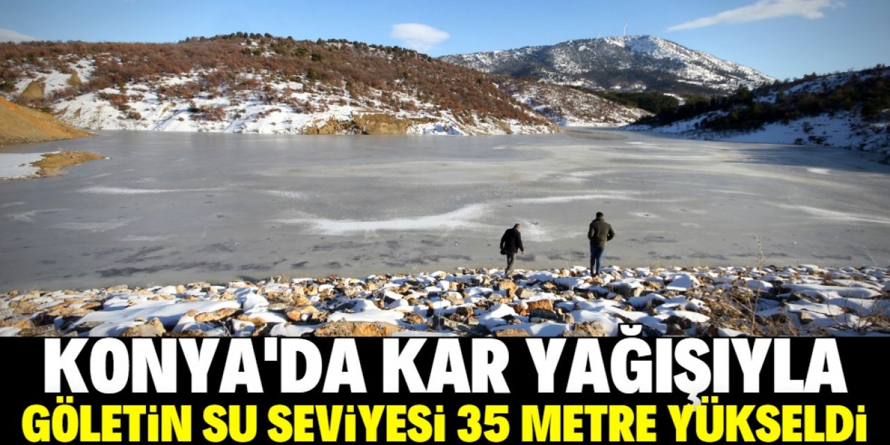 Konya'da kar yağışıyla göletin su seviyesi yükseldi