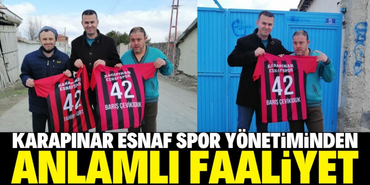 Karapınar Esnafspor yönetimi down sendromlu iki kişiye forma hediye etti