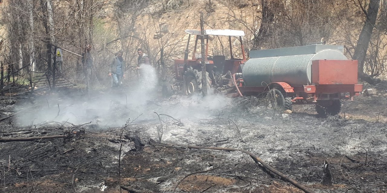 Karaman'da çıkan yangın ormanlık alana sıçramadan söndürüldü