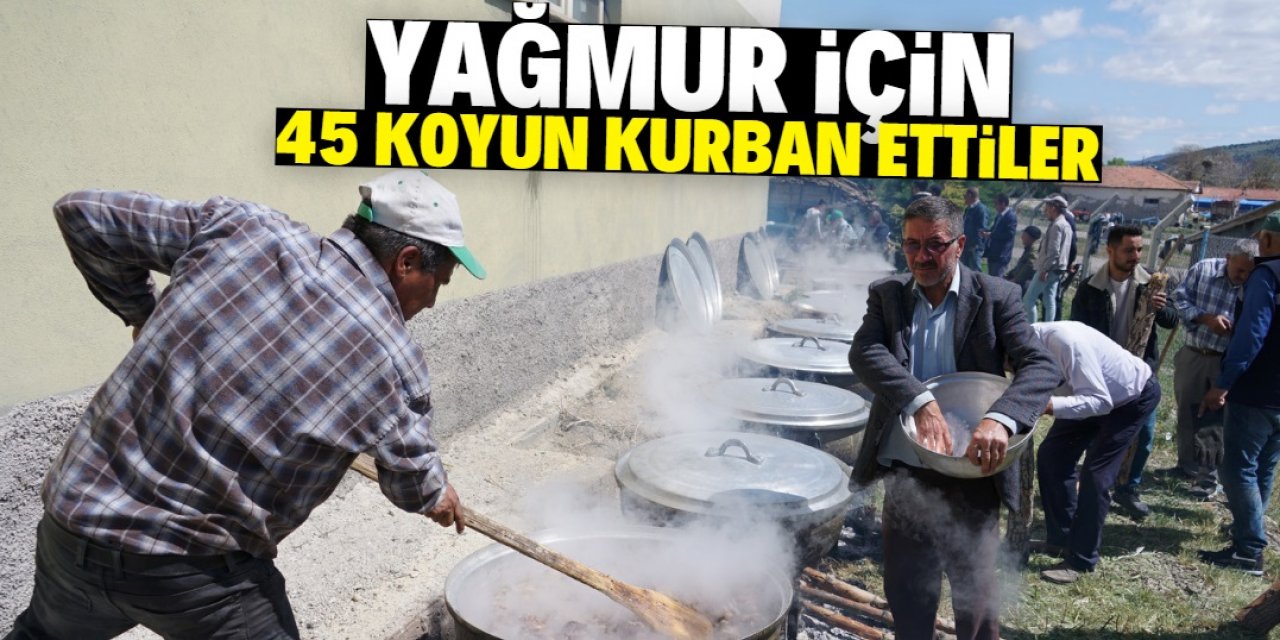 Çiftçiler yağmur için 45 koyun kurban edip dua etti