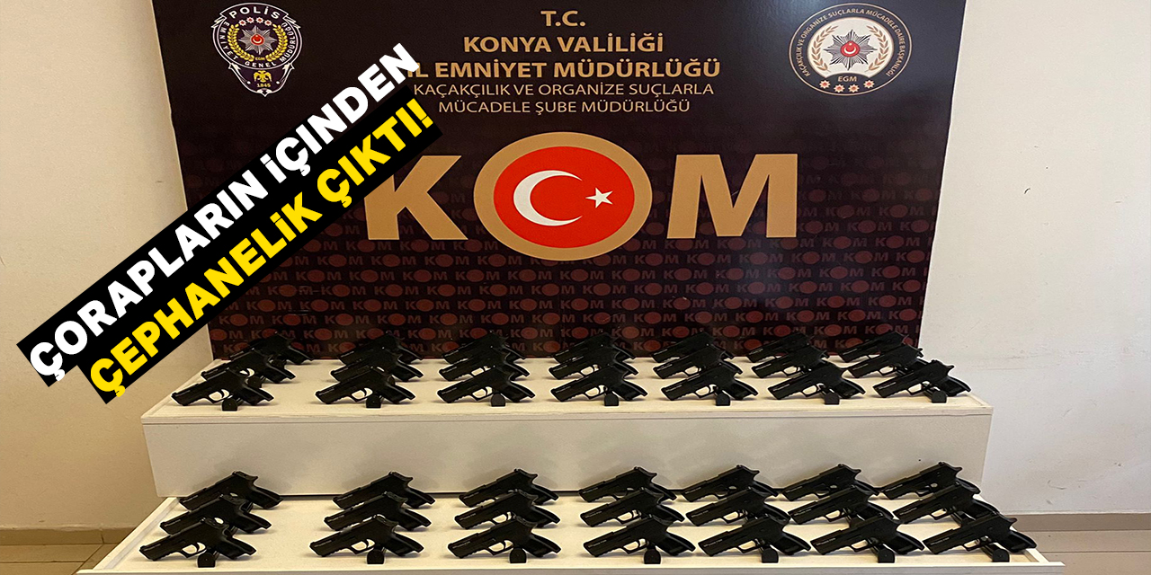 Konya'da kargoya verilen çorap kutuları arasında 60 tabanca ele geçirildi