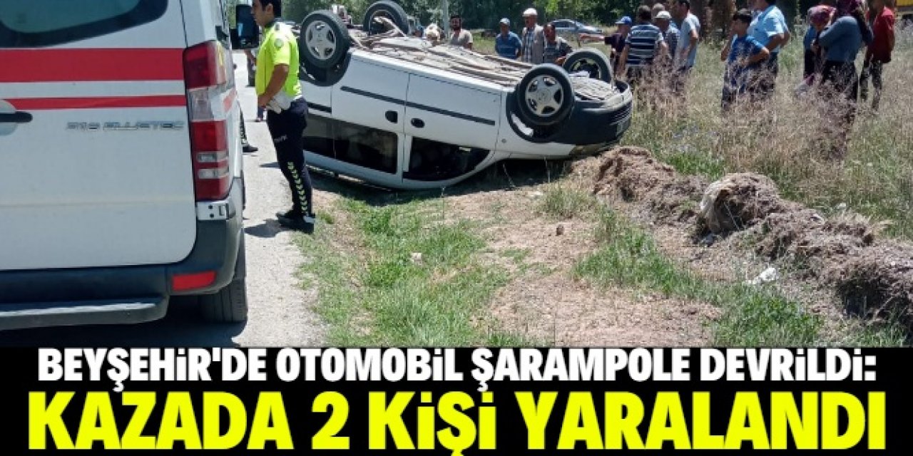 Beyşehir'de şarampole devrilen hafif ticari araçtaki 2 kişi yaralandı