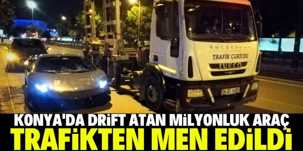 Konya'da drift atan lüks araç otoparkı boyladı