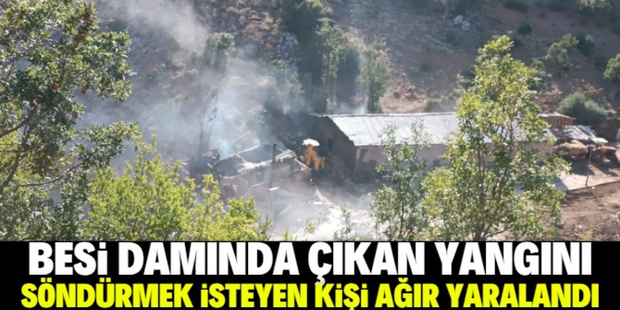 Konya'da besi damında çıkan yangını söndürmek isteyen kişi ağır yaralandı