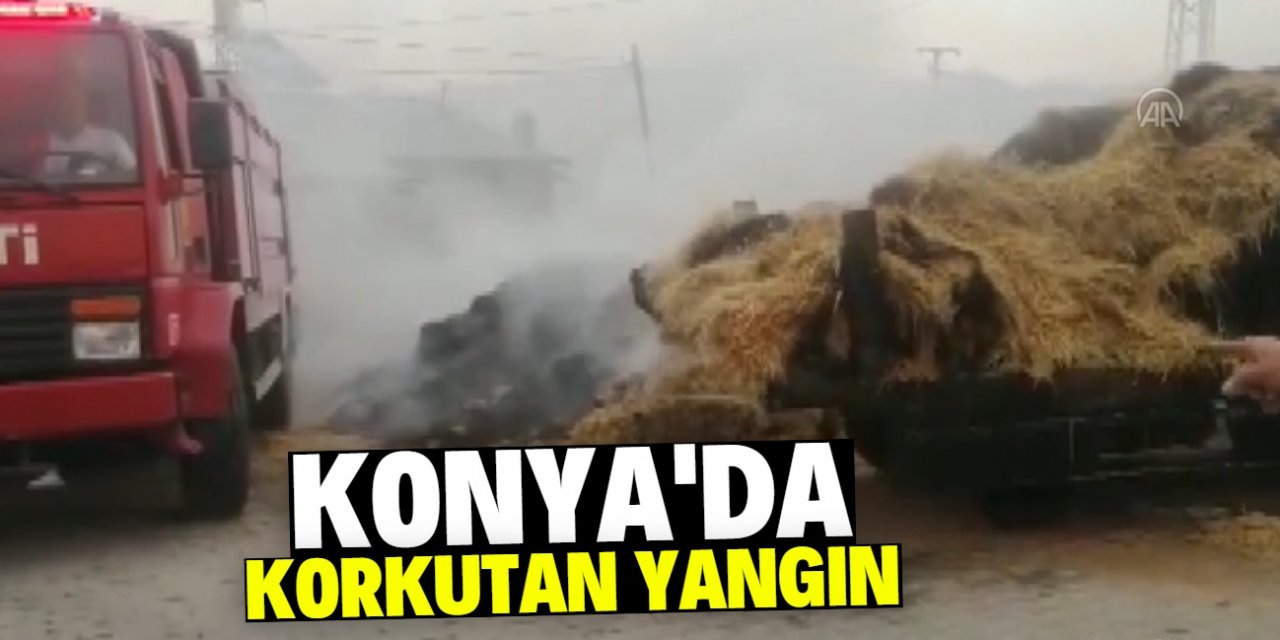 Konya'da 1200 saman balyası ve iki römork yandı