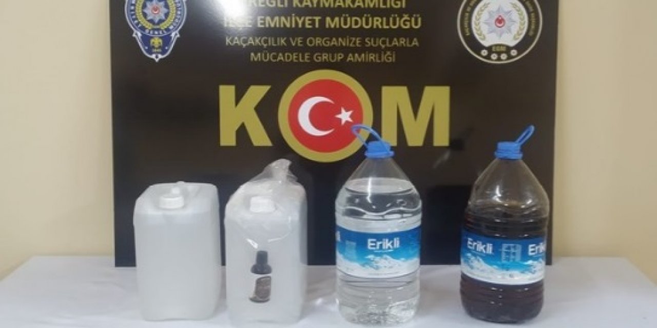 Konya'daki sahte içki operasyonunda 19 litre alkol ele geçirildi