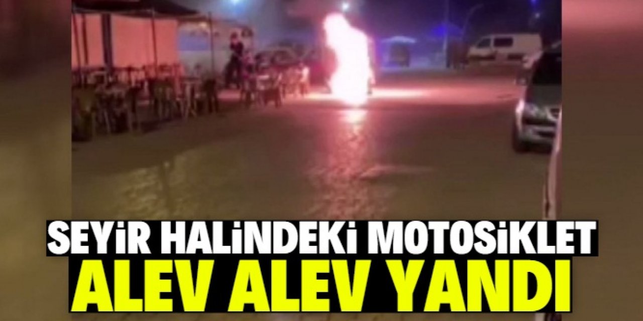 Konya'da seyir halindeki motosiklet yandı