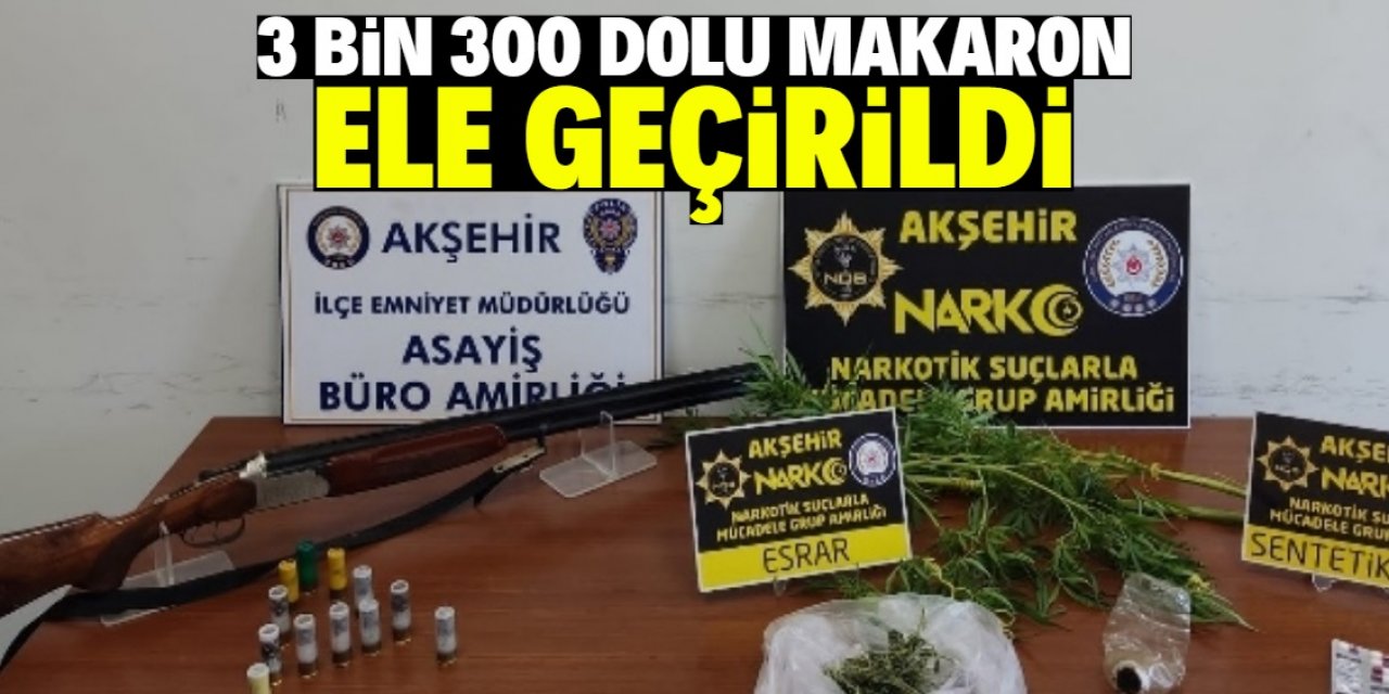 Akşehir'de 3 bin 300 dolu makaron ele geçirildi