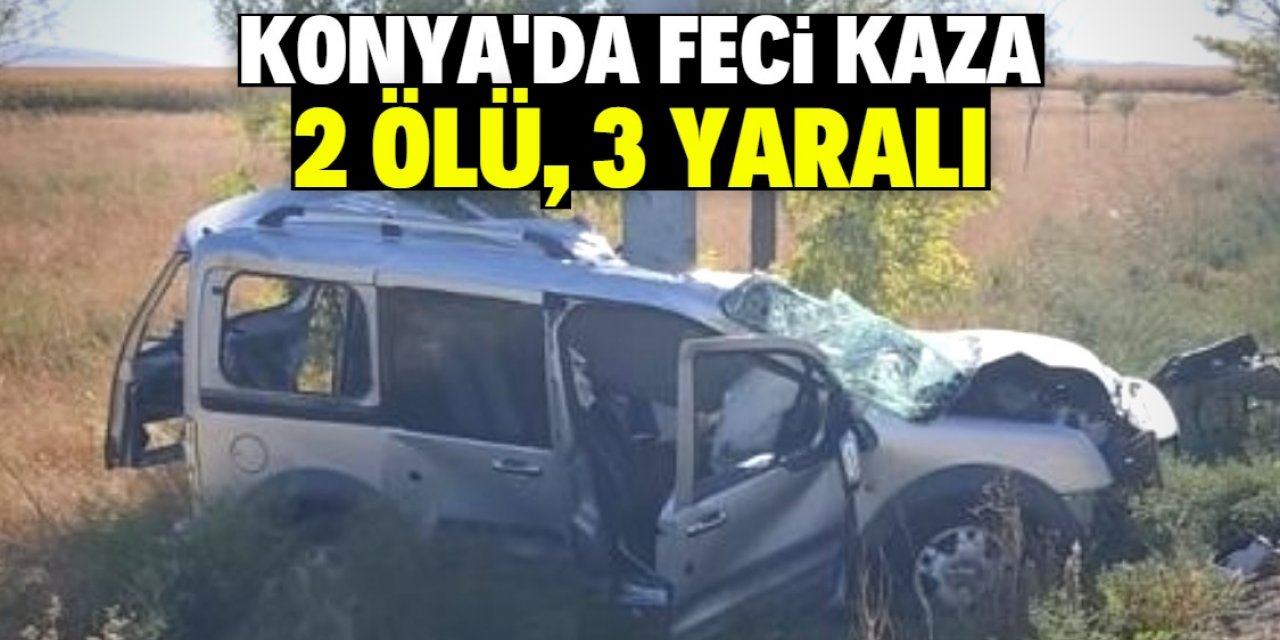 Konya'da elektrik direğine çarpan hafif ticari araçtaki 2 kişi öldü