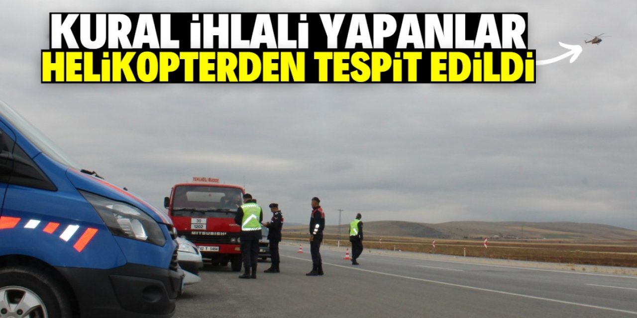 Konya'da helikopter destekli trafik denetimi yapıldı