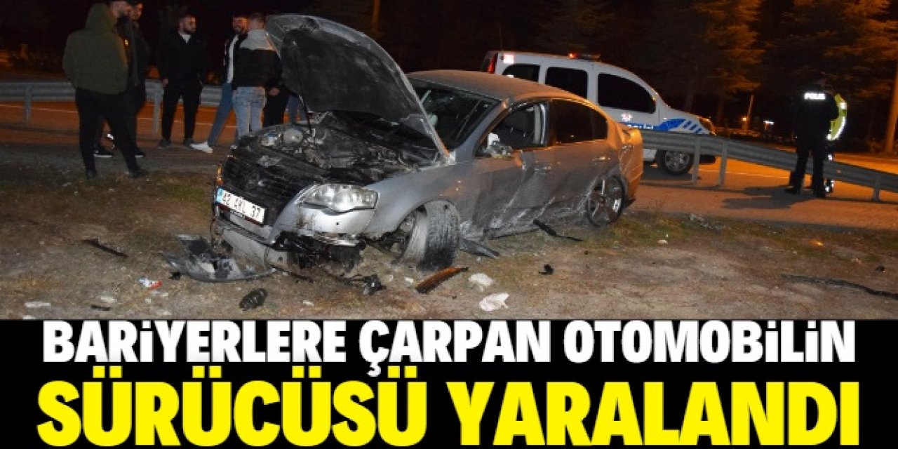 Konya'nın Kulu ilçesinde bariyerlere çarpan otomobilin sürücüsü yaralandı