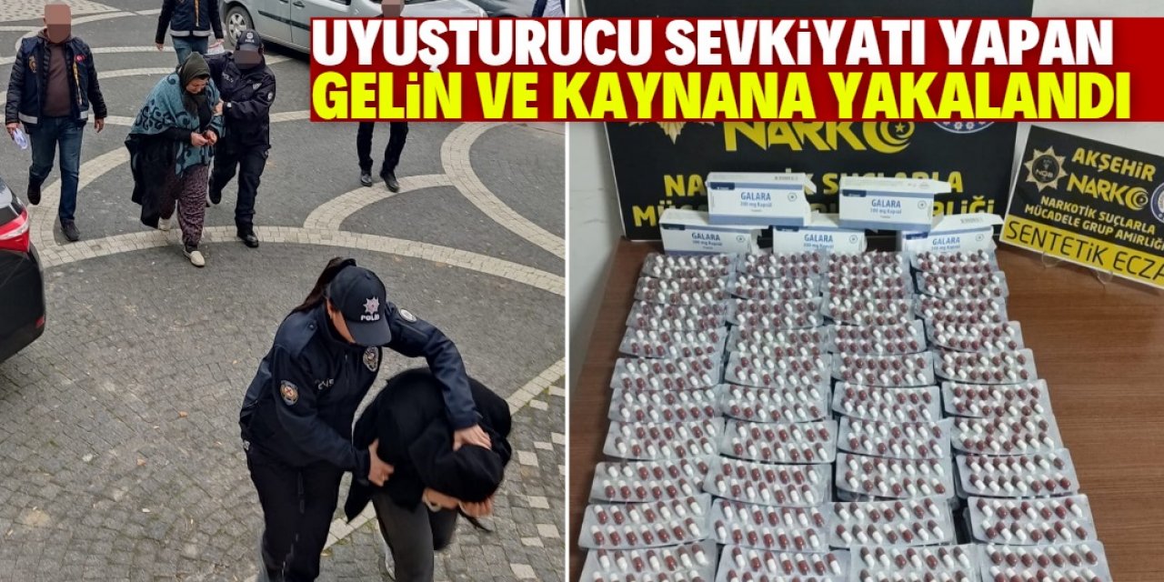 Konya'da yolcu otobüsüyle uyuşturucu sevkiyatı yapan gelin ve kaynana yakalandı