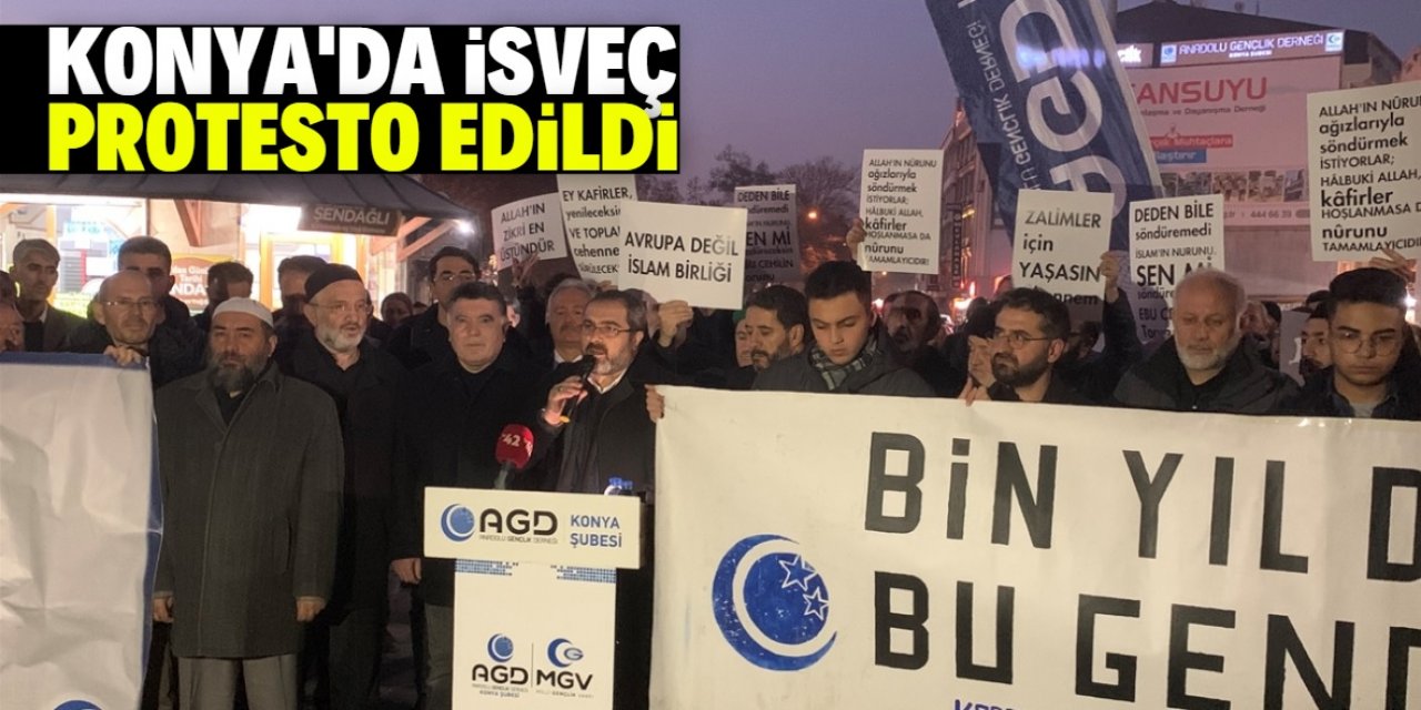 İsveç'te Kur'an-ı Kerim'in yakılması Konya'da protesto edildi