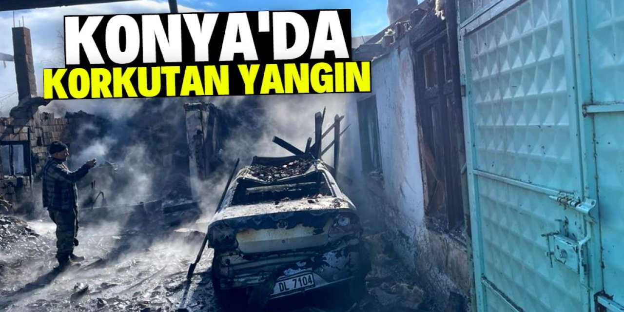 Konya'da müstakil ev ve otomobil yangını söndürüldü