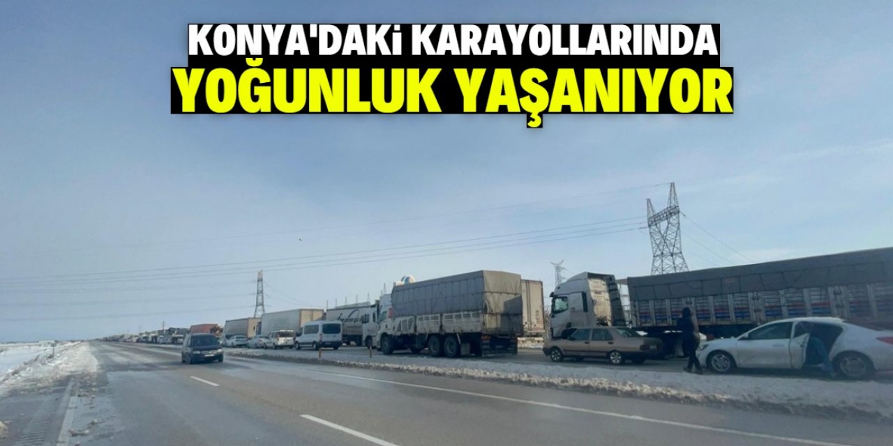 Konya'da deprem bölgesine giden yardım TIR'ları yoğunluğu yaşanıyor