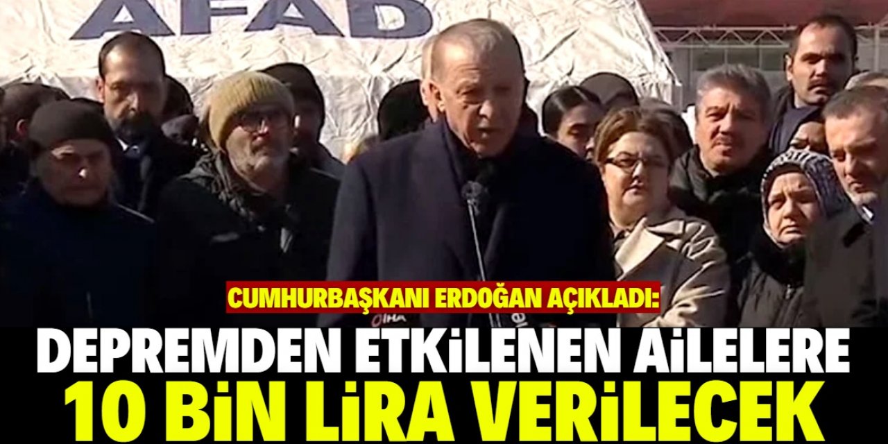 Cumhurbaşkanı Erdoğan: Depremden etkilenen ailelere 10 bin lira yardım yapılacak