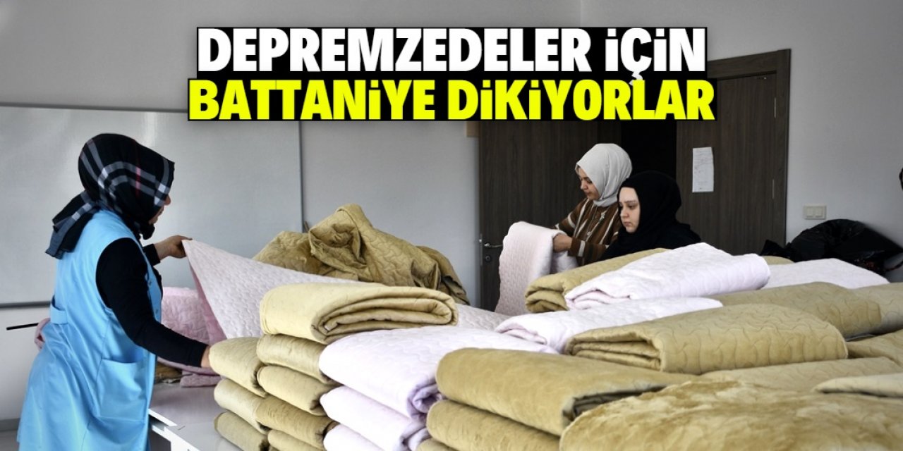 Konya'da gönüllüler depremzedeler için aralıksız battaniye dikiyor