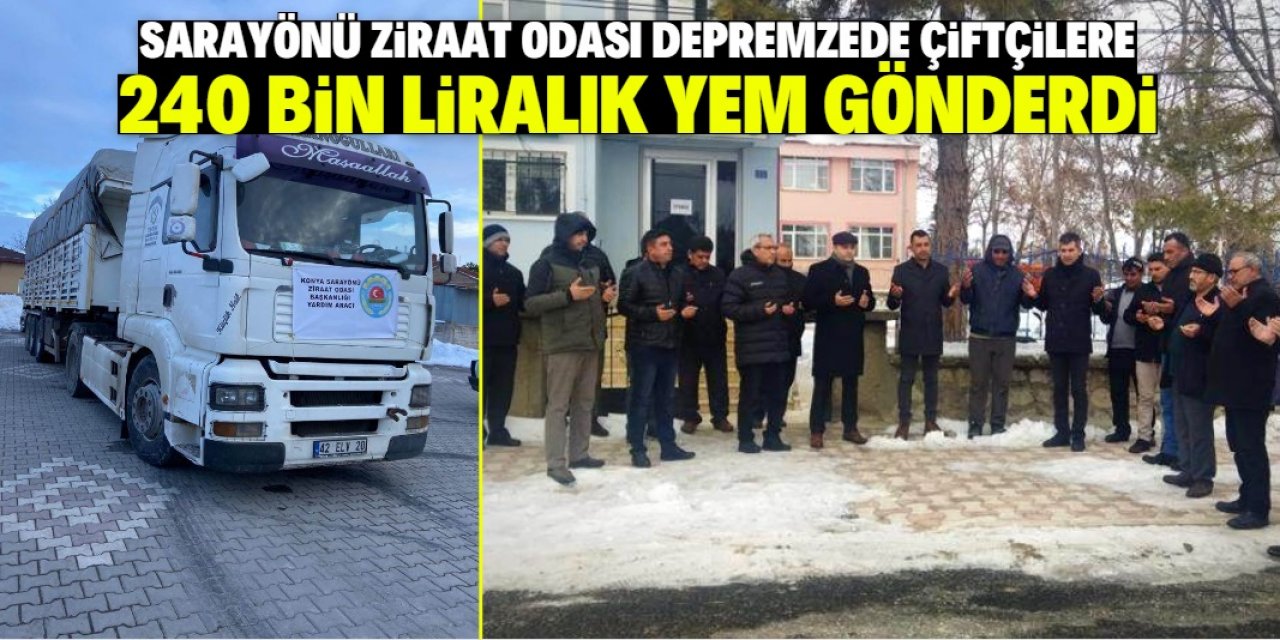 Sarayönü Ziraat Odası, Hataylı çiftçilere 240 bin liralık yem gönderdi