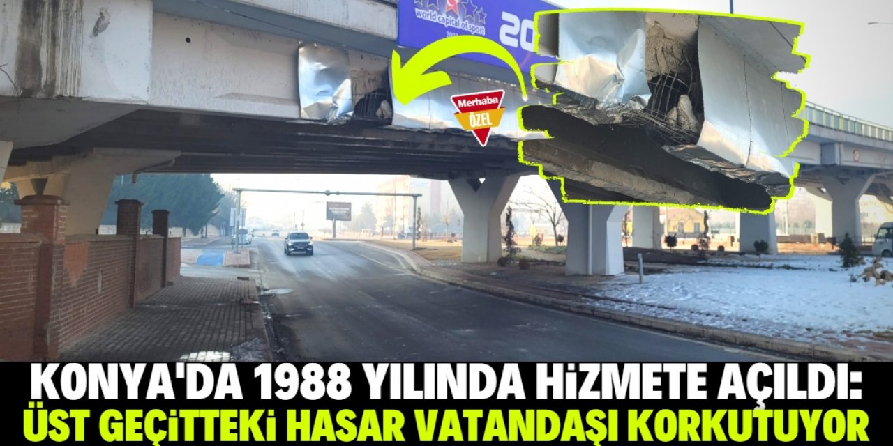 Konya'da hizmete açılan ilk üst geçitteki hasar vatandaşı korkutuyor