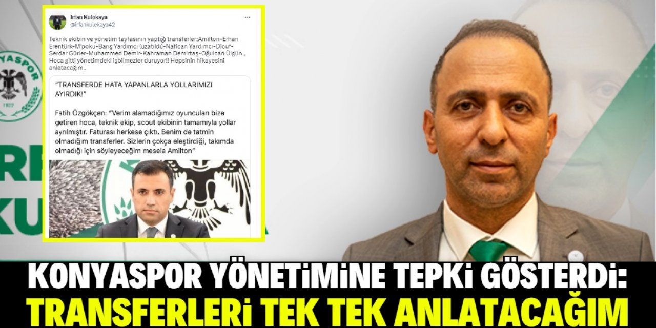 Eski sportif direktör Konyaspor yönetimine tepki gösterdi