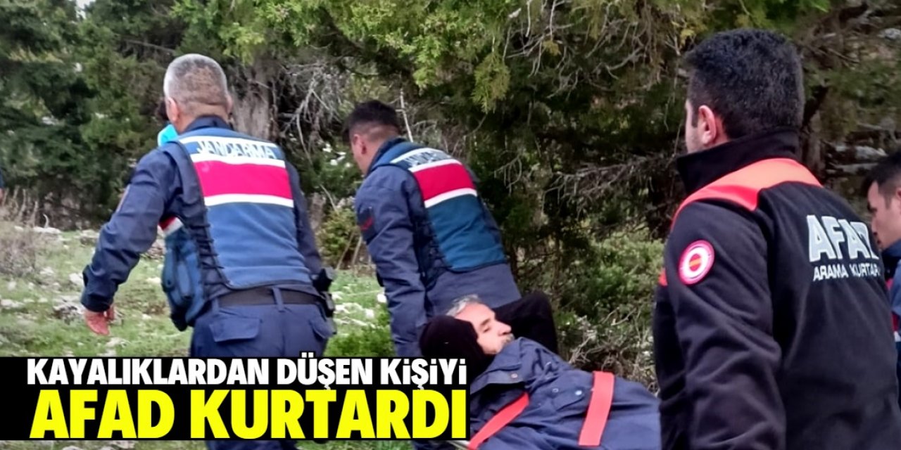 Konya'da kayalıklardan düşen kişiyi jandarma ve AFAD ekipleri kurtardı