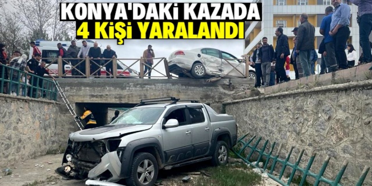 Konya'da pikap ile otomobilin çarpışması sonucu 4 kişi yaralandı