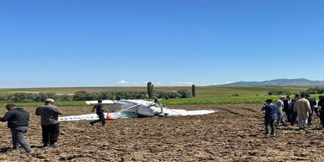 Aksaray'da zorunlu iniş yapan sivil eğitim uçağındaki 2 kişi yaralandı